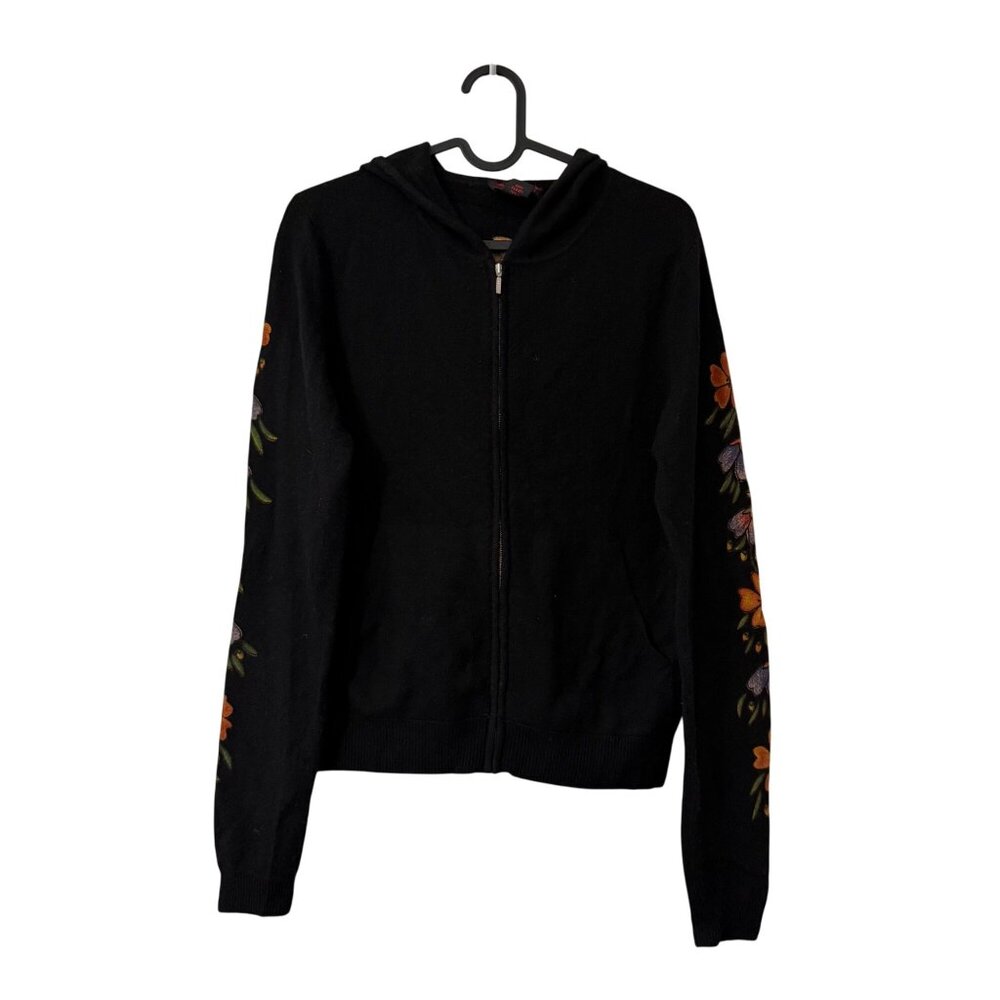 Raw 7 Vintage Y2K Cashmere Japanese Kimono Floral Sleeve Full Zip Hoodie Large